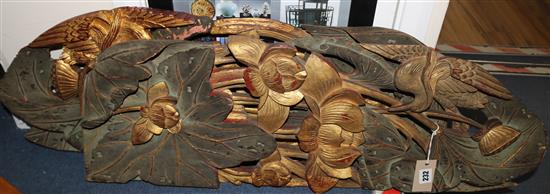 Two 19th Century Chinese lotus wood panels
